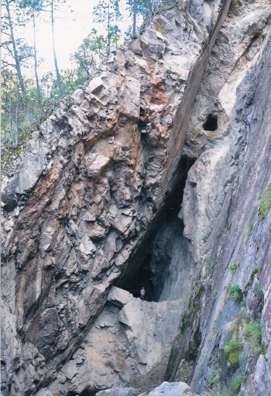 Historic workings at the La Dura gold-silver mine