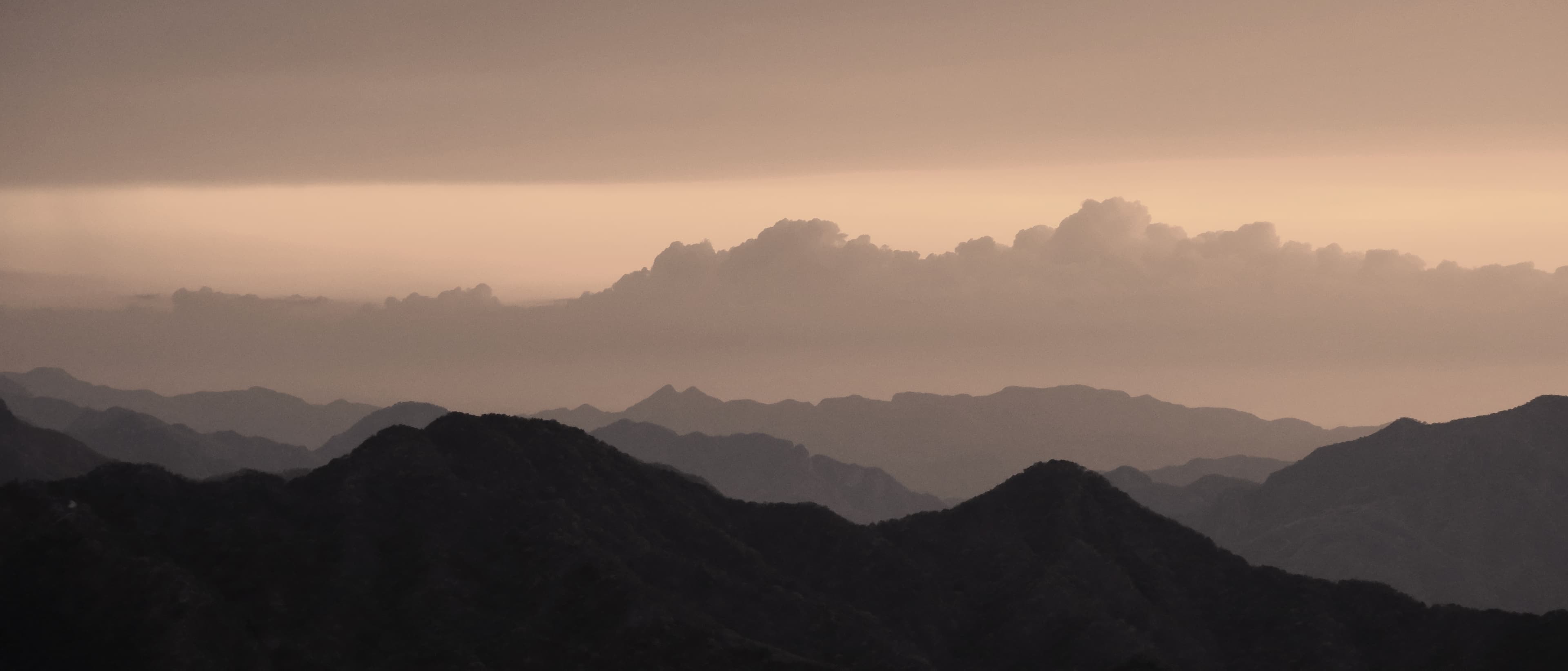 Sierra Madre ridgelines at dusk